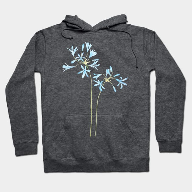 blue African lily watercolor Hoodie by colorandcolor